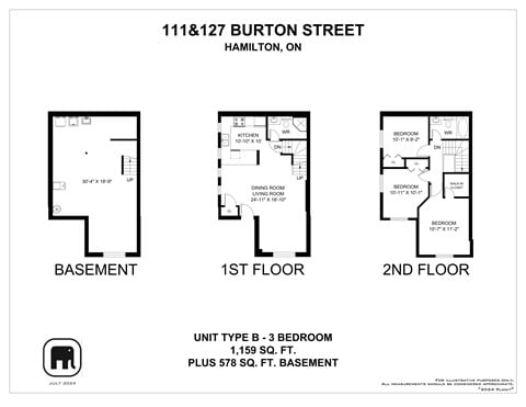 Floor plan for 3 beds, 2 baths, 1737 sqft